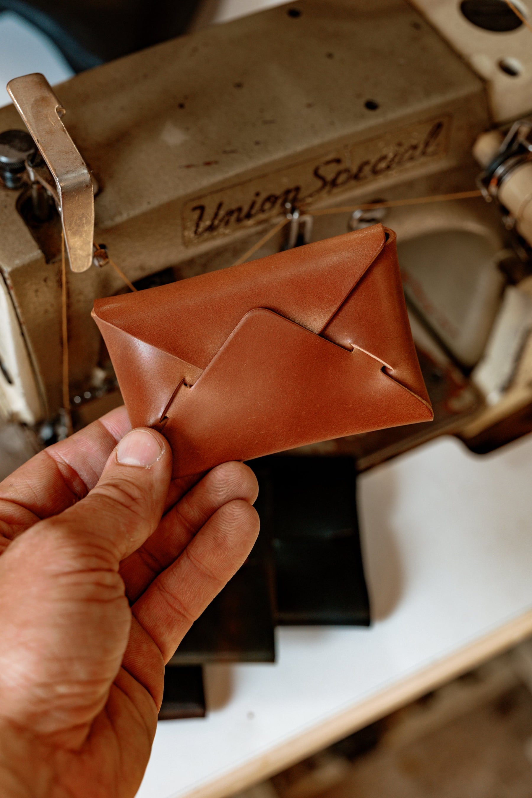 Envelope Wallet - Horween Natural Shell Cordovan by Loyal Stricklin, handmade leather goods detail photo 3