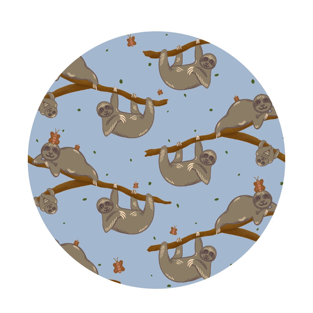 Additional view of Sloth bamboo two piece pajamas for kids with hand drawn animal print