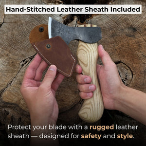 Small Carving Axe with Leather Sheath, 0.47 kg (1 lb)
