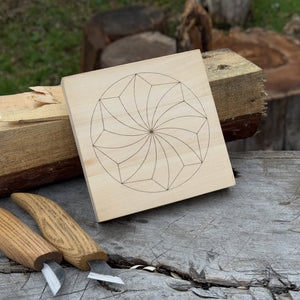 Small Linden Wood Carving Board with Pre-Drawn Pattern by Sharky Forged Steel Tools — view 9
