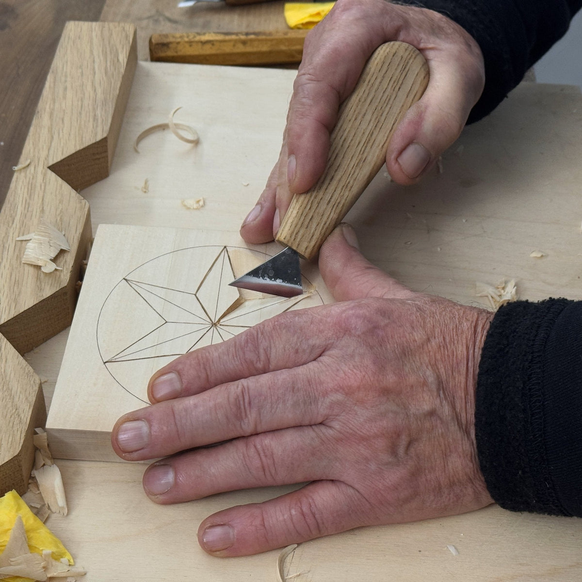 Small Linden Wood Carving Board with Pre-Drawn Pattern by Sharky Forged Steel Tools — view 14