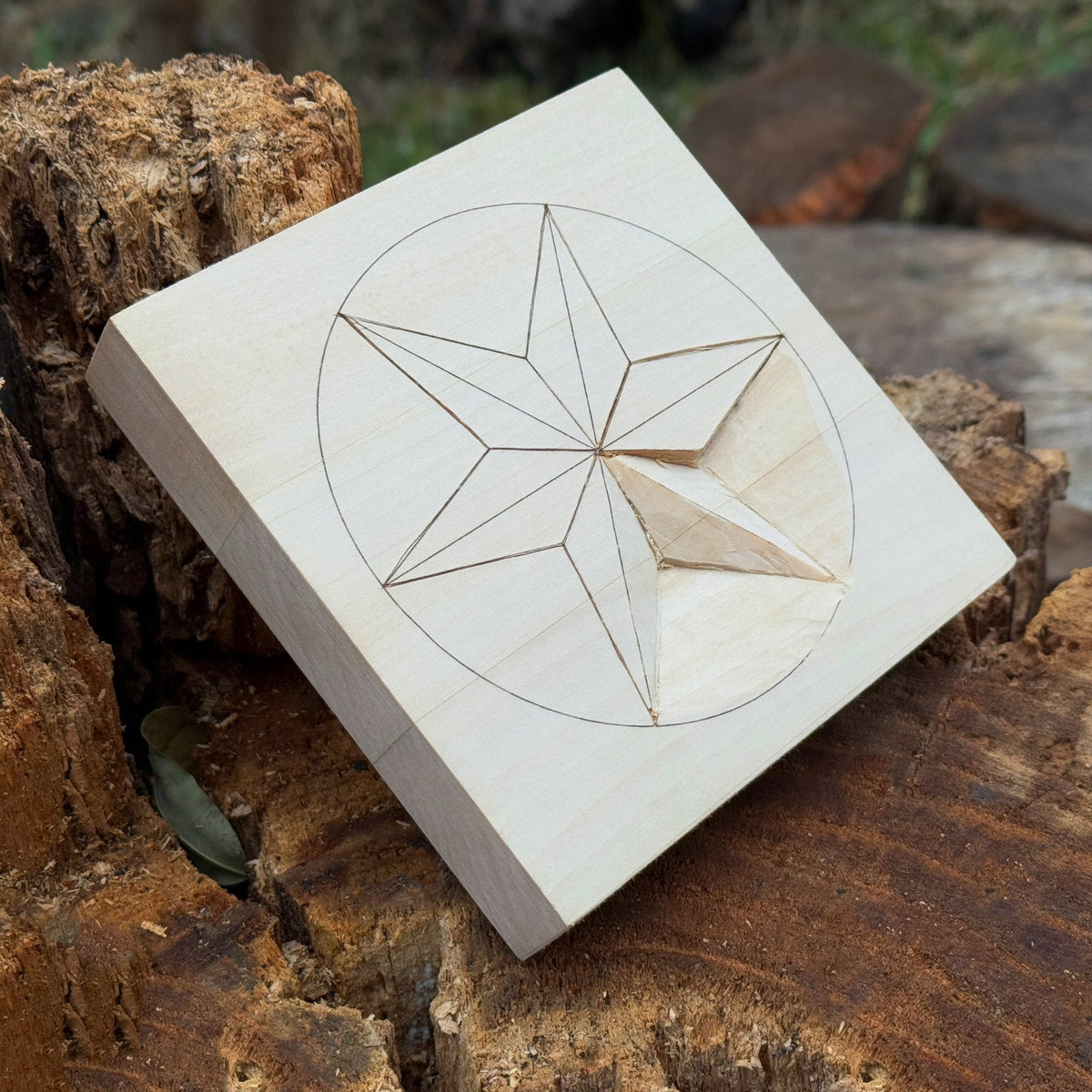 Small Linden Wood Carving Board with Pre-Drawn Pattern by Sharky Forged Steel Tools — view 6