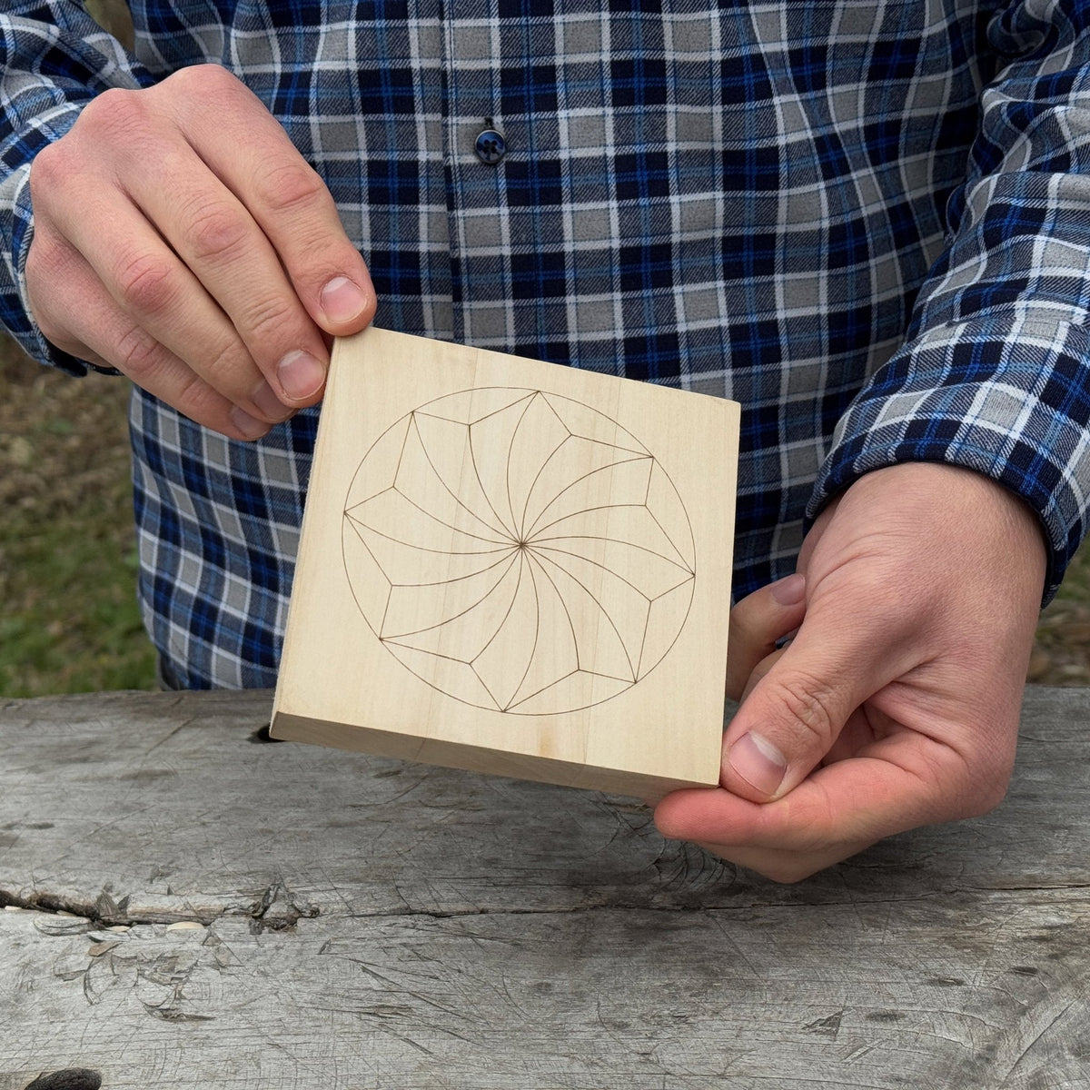 Small Linden Wood Carving Board with Pre-Drawn Pattern by Sharky Forged Steel Tools — view 3
