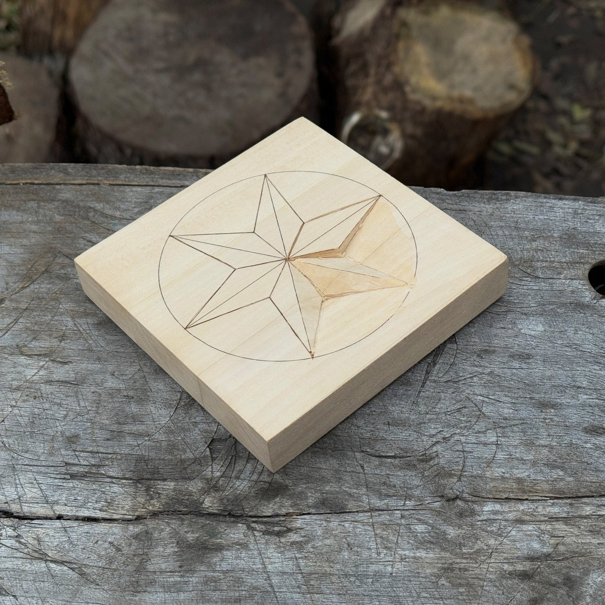 Small Linden Wood Carving Board with Pre-Drawn Pattern by Sharky Forged Steel Tools — view 8