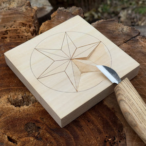 Small Linden Wood Carving Board with Pre-Drawn Pattern by Sharky Forged Steel Tools — view 4