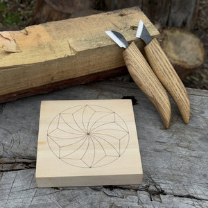 Small Linden Wood Carving Board with Pre-Drawn Pattern by Sharky Forged Steel Tools — view 5