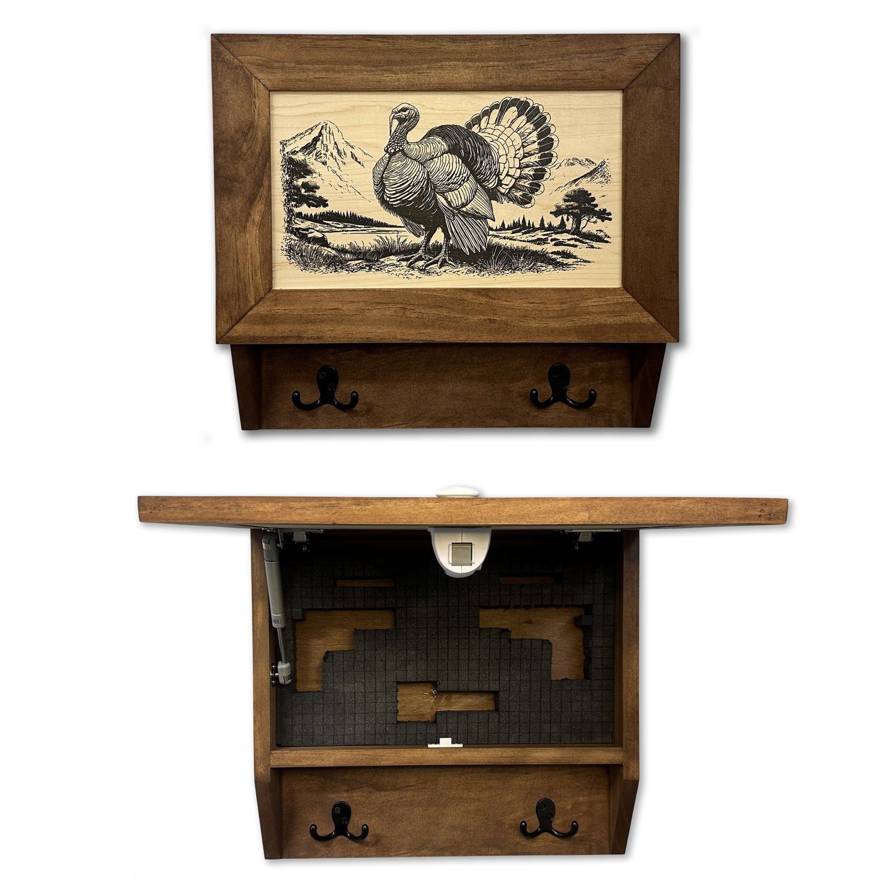 Wild Turkey Gobbler Gun Concealment Furniture - Handcrafted Hidden Gun Storage Wall Decor - Hidden Safe Furniture with Magnetic Lock for Quick Access & Storage