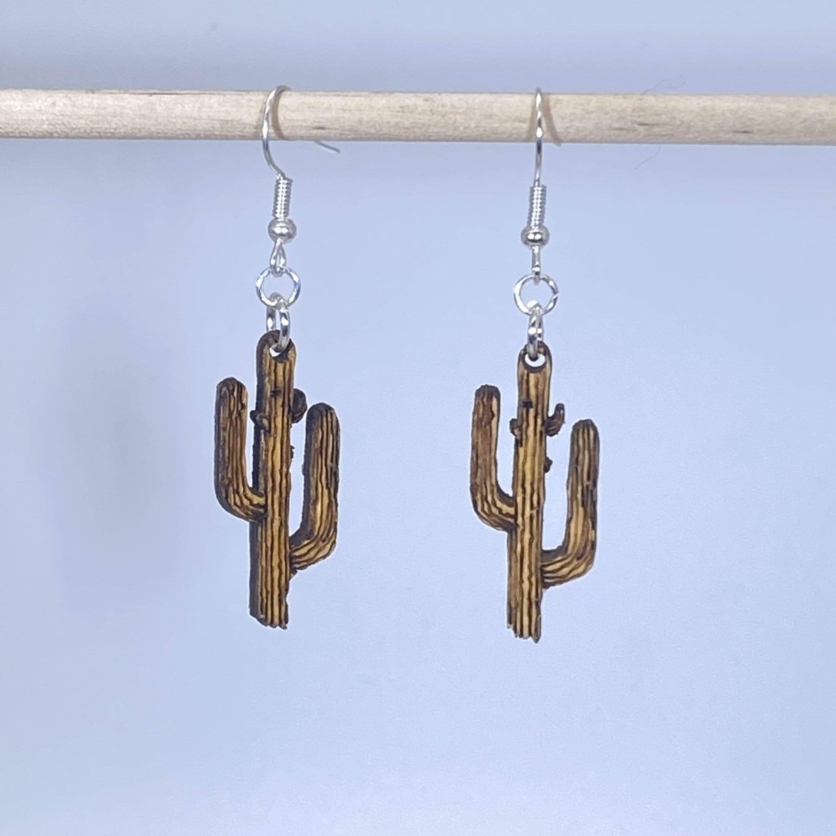 Saguaro Cactus Wooden Dangle Earrings | Southwestern Jewelry by Cate's Concepts, LLC, handmade jewelry detail photo 2