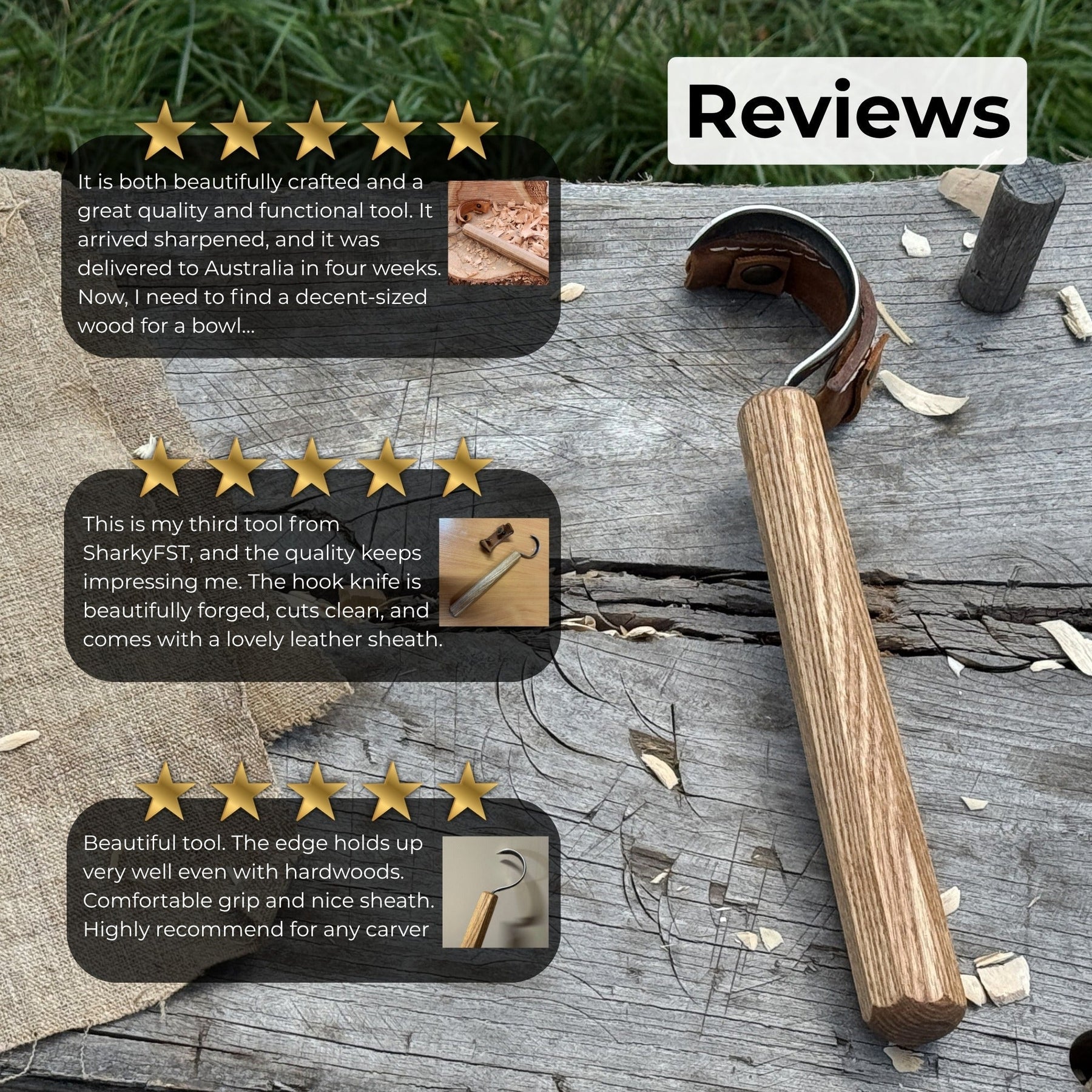 Spoon Carving Hook Knife – Large Radius Curve 5.5 cm (2.17 inches)