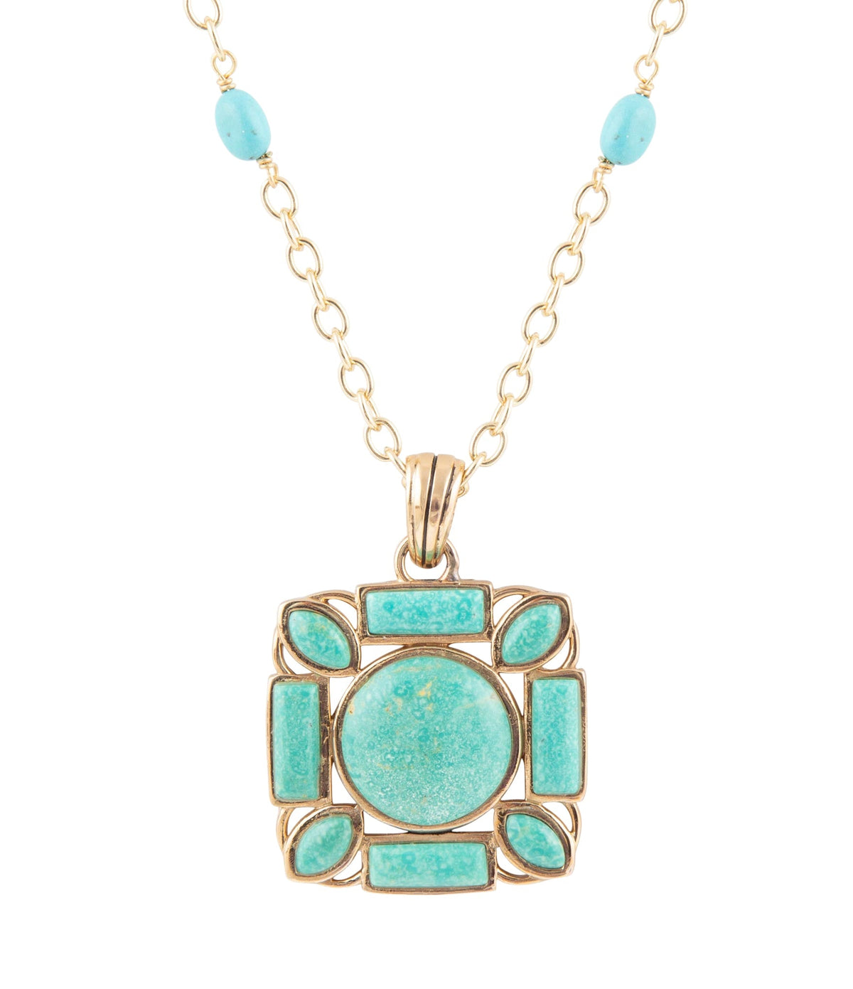 Squared Up Green Turquoise Pendant Necklace by Barse Jewelry