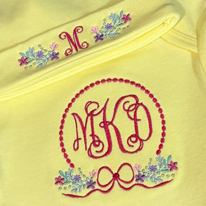 Personalized Floral Monogram Newborn Gown