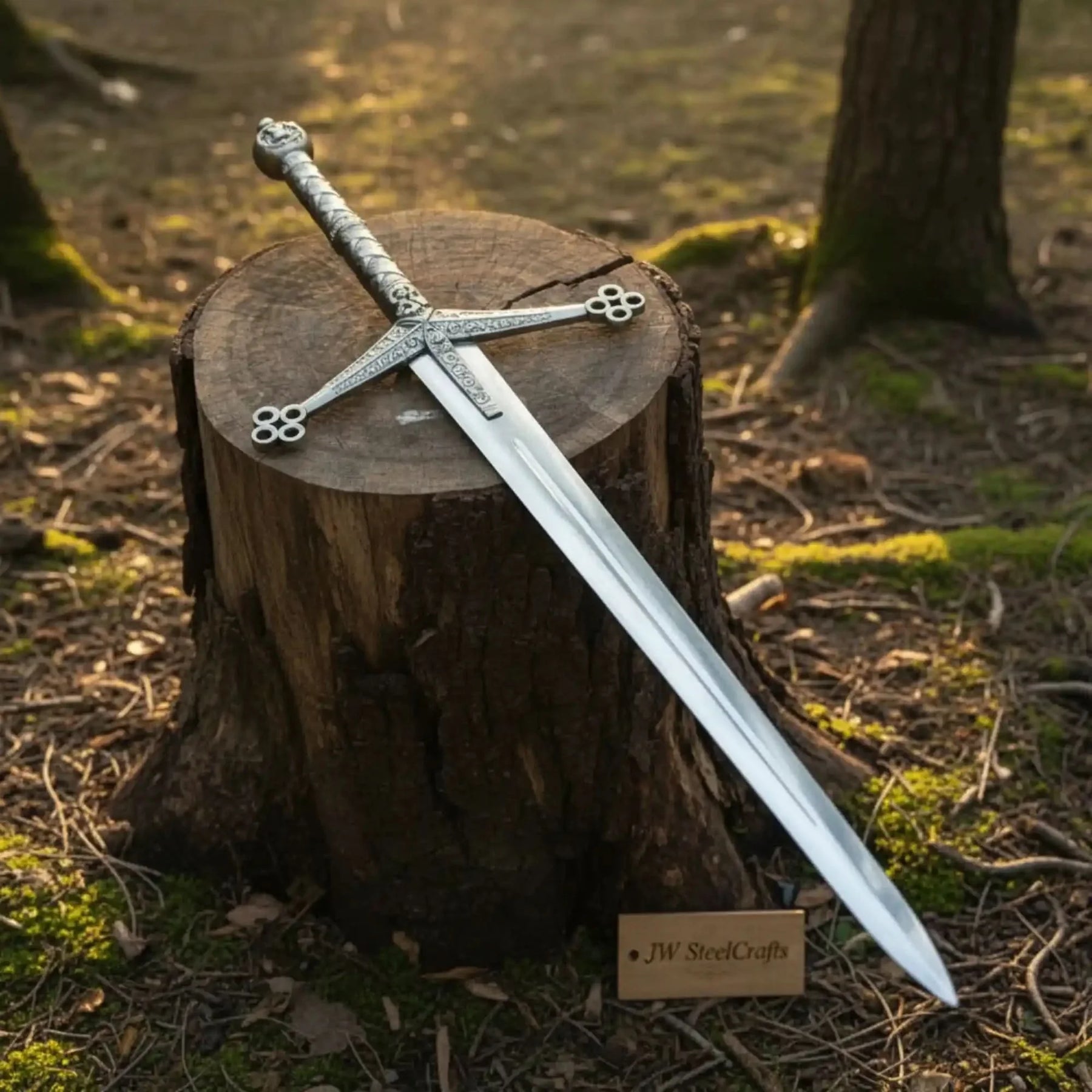 Handmade European Crusader Sword in Polished Steel with Medieval Crossguard for Collection and Display