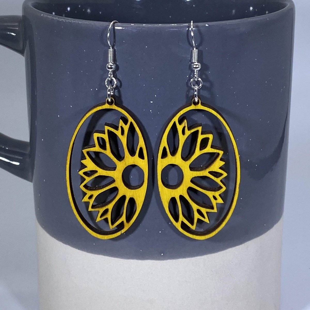 Sunflower Cutout Wooden Earrings | Floral Nature Jewelry