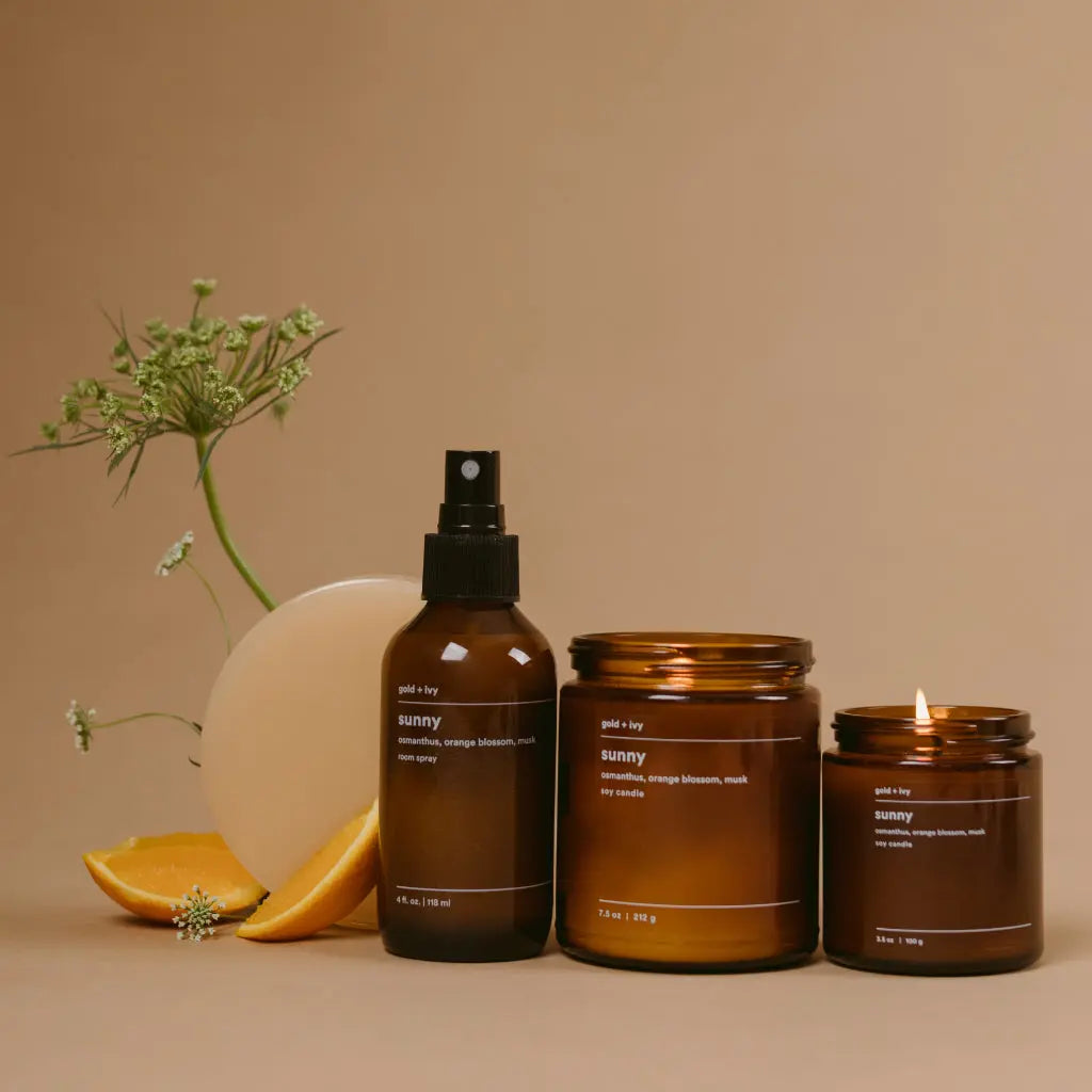 Sunny by gold + ivy, scented candle detail photo 2