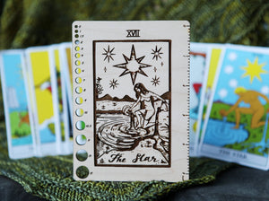 Maple Wood Moon Tarot Card Knitting Needle Gauge & 5" Ruler