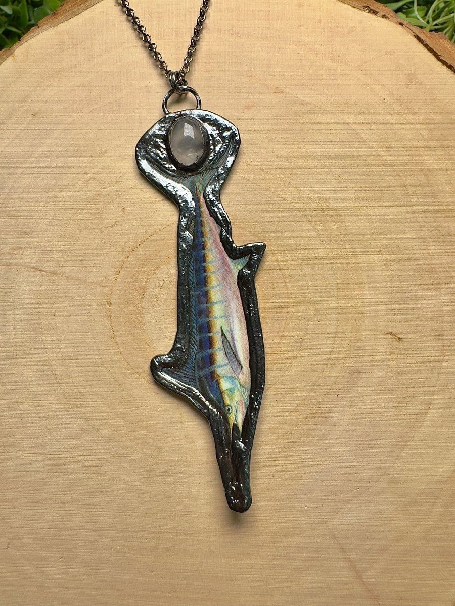 Swordfish and Rose Quartz Necklace