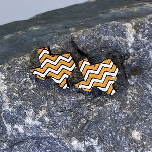 Texas Orange White Chevron Wooden Dangle Earrings | State Jewelry