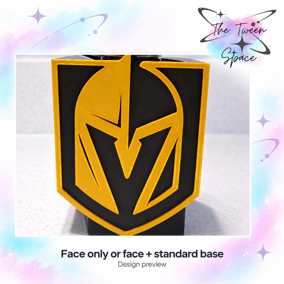 Vegas Golden Knights 3D printed interchangeable face by The Tween Space; choose face only or face with standard base