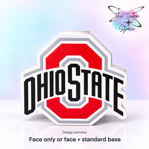 Ohio State Buckeyes 3D printed interchangeable face with The Tween Space branding; choose face only or face with standard base