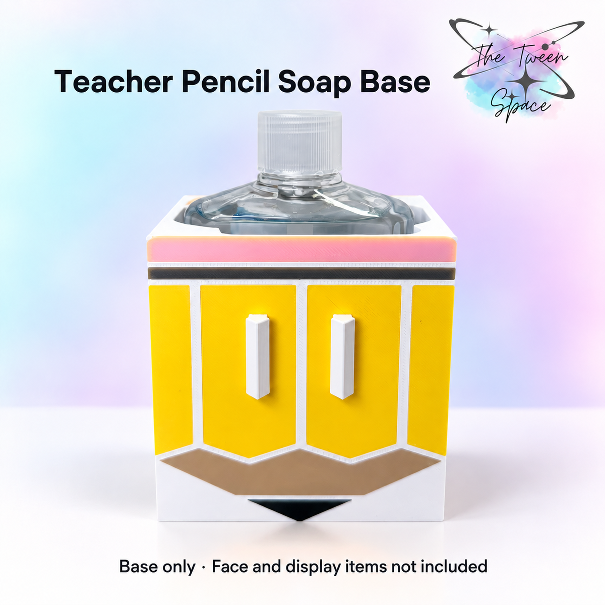Teacher Pencil Interchangeable Soap Base with The Tween Space branding; decorative faces and display accessories not included