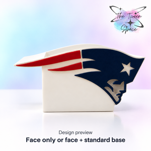 New England Patriots 3D printed interchangeable face with The Tween Space branding; choose face only or face with standard base