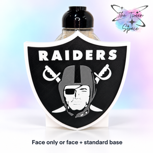 Raiders 3D printed interchangeable face with The Tween Space branding; choose face only or face with standard base