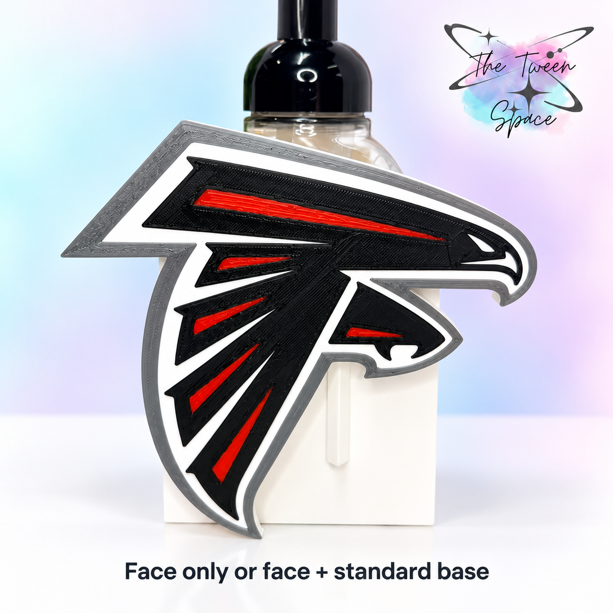 Atlanta Falcons 3D printed interchangeable face with The Tween Space branding; choose face only or face with standard base