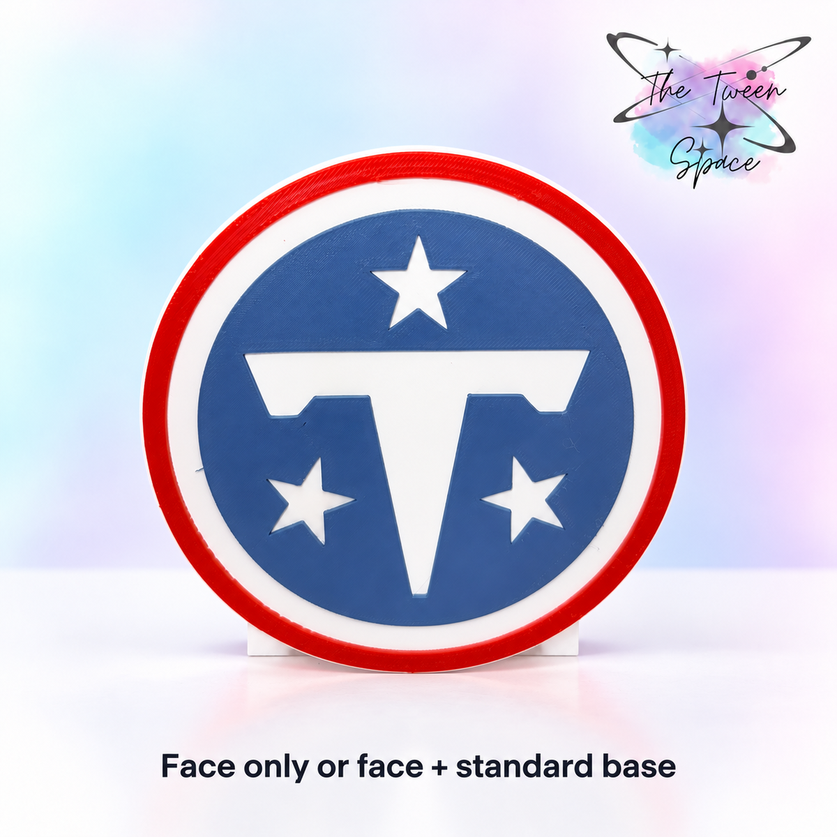 Tennessee Titans - Round T 3D printed interchangeable face with The Tween Space branding; choose face only or face with standard base