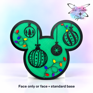 Mouse Head Christmas Interchangeable Face, one design, with The Tween Space branding; decorative face or matching set available