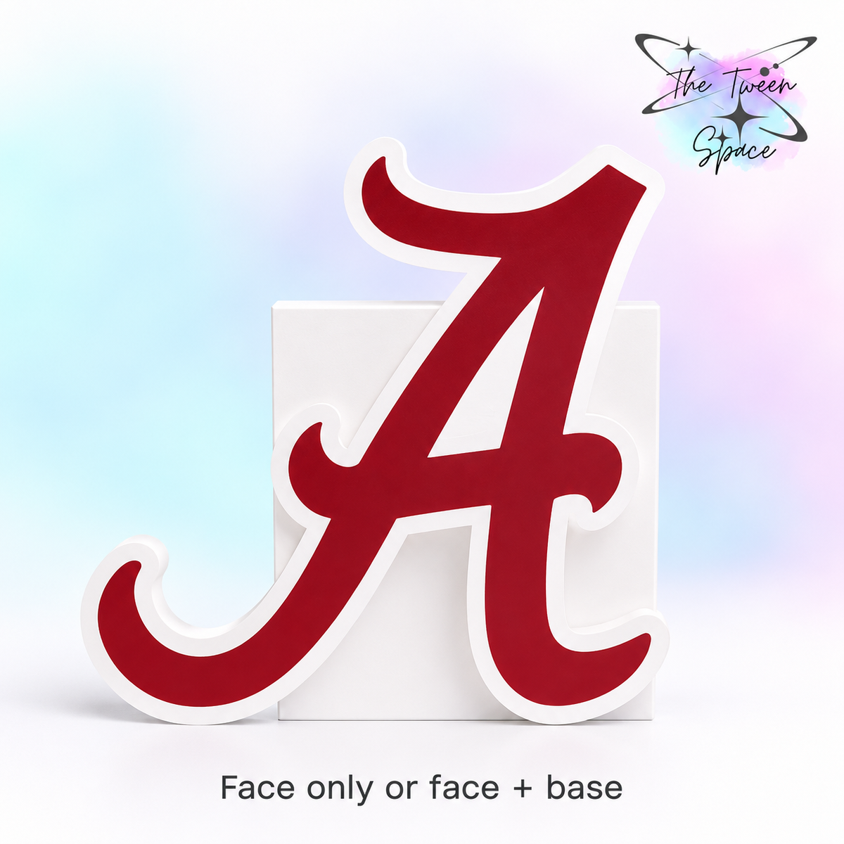 University of Alabama interchangeable decorative face on a white base, with The Tween Space branding