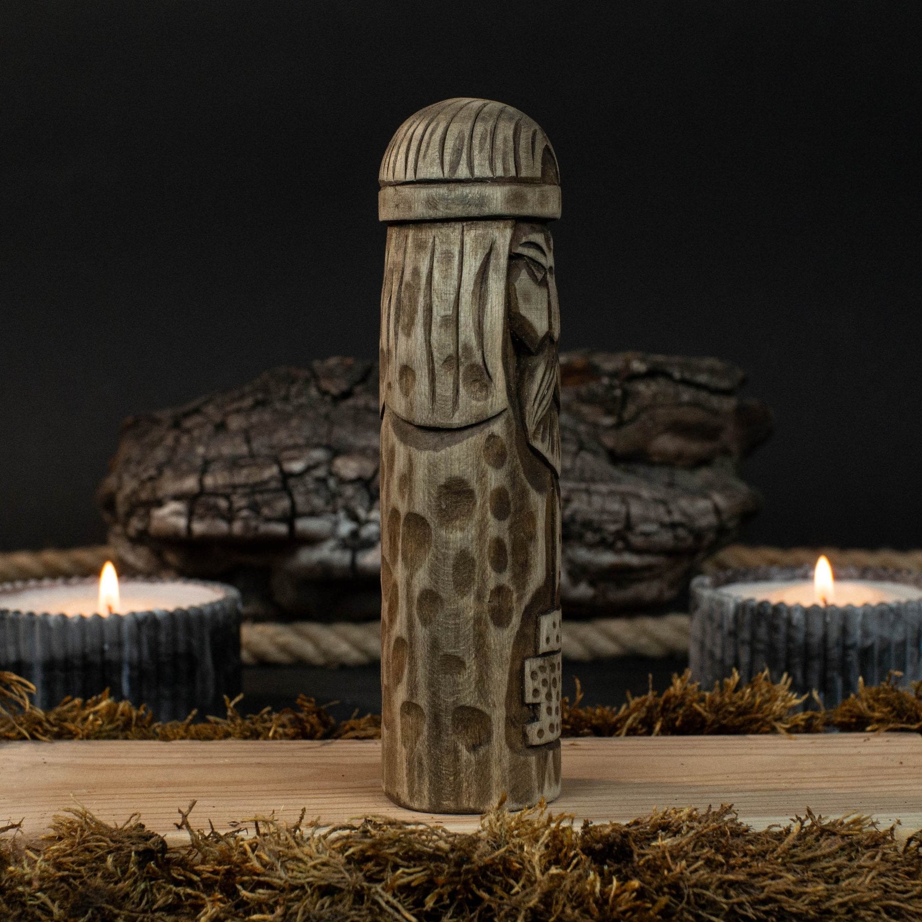 Thor Wooden Figurine – 14 cm (5.7 inches) Hand-Carved Norse God of Thunder and Strength