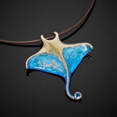 Bronze Manta Ray with blue patina