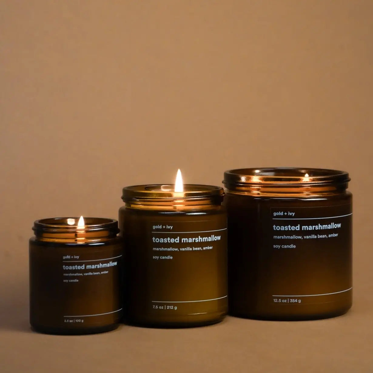 Toasted marshmallow by gold + ivy, scented candle detail photo 2
