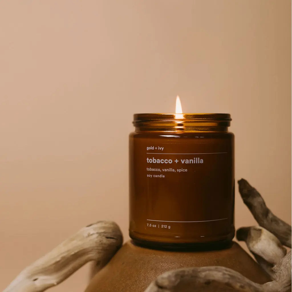 Tobacco + vanilla by gold + ivy, scented candle main product photo