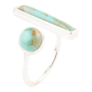 Blue Turquoise Size Adjustable Sterling Silver Ring
