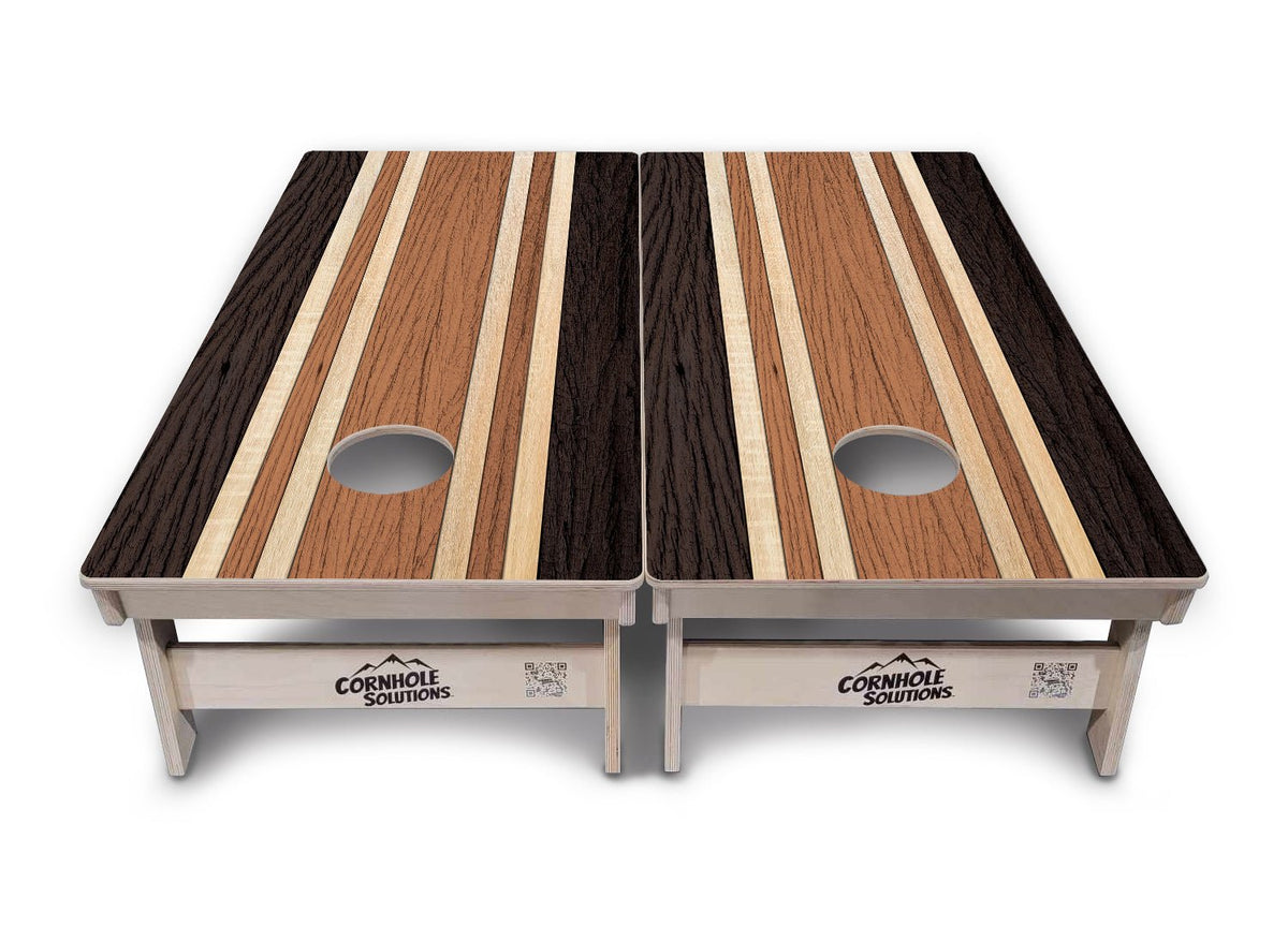 Brown Two Tone Stripes Cornhole Boards – Tournament Series