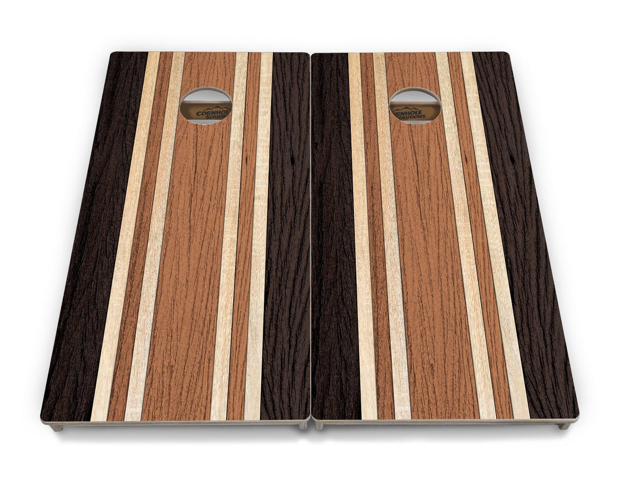 Brown Two Tone Stripes Cornhole Boards – Tournament Series