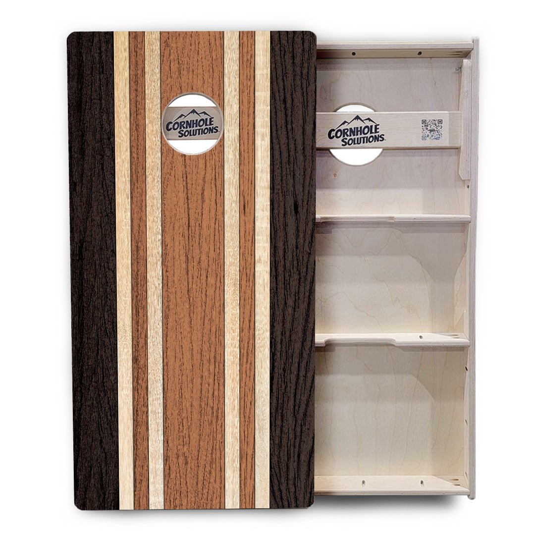 Brown Two Tone Stripes Cornhole Boards – Tournament Series