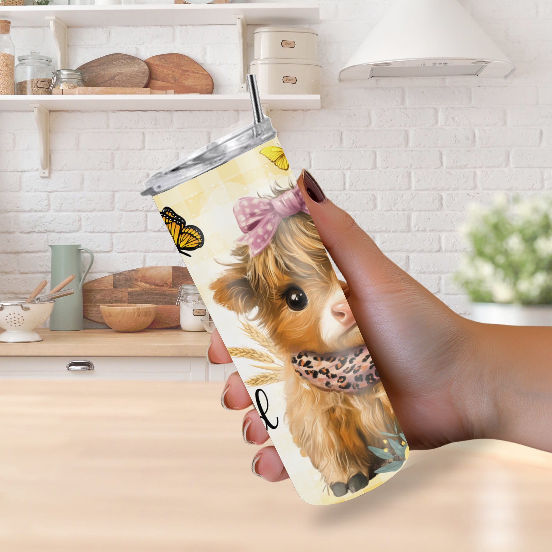 "Just A Girl Who Loves Highland Cows" 20oz Tumbler(Yellow)