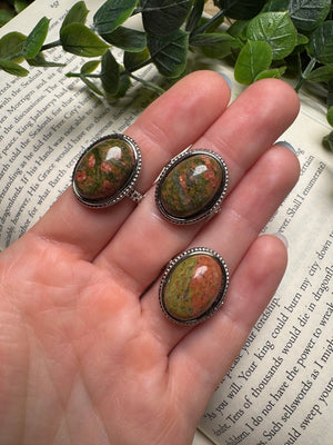 Unakite Jasper Adjustable Ring