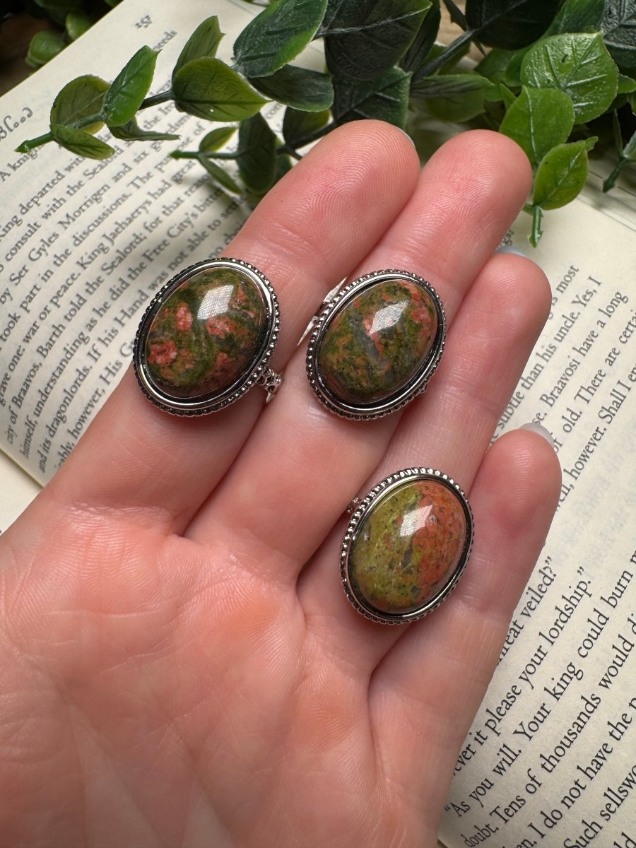 Unakite Jasper Adjustable Ring