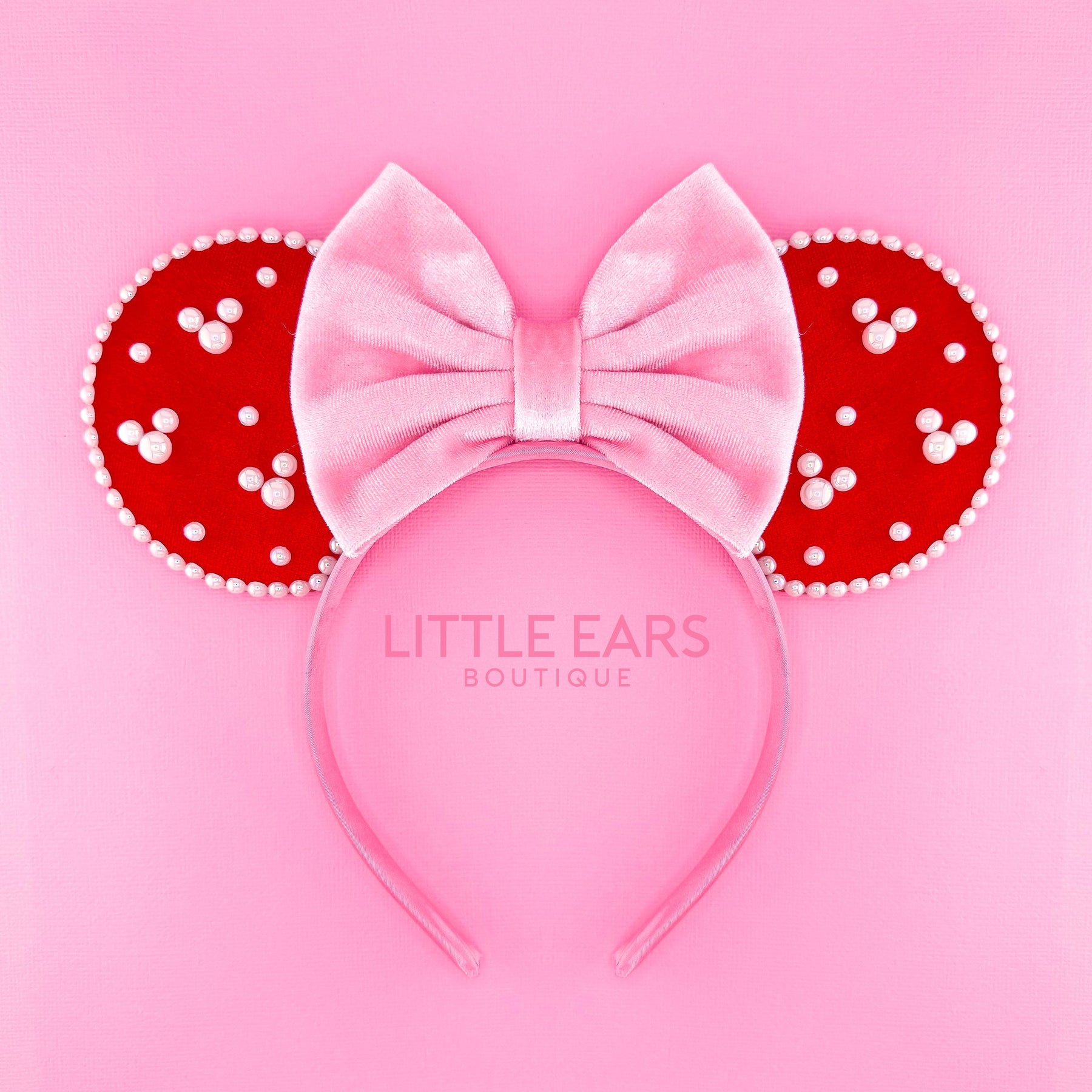 Red & Pink Pearls Mickey Ears