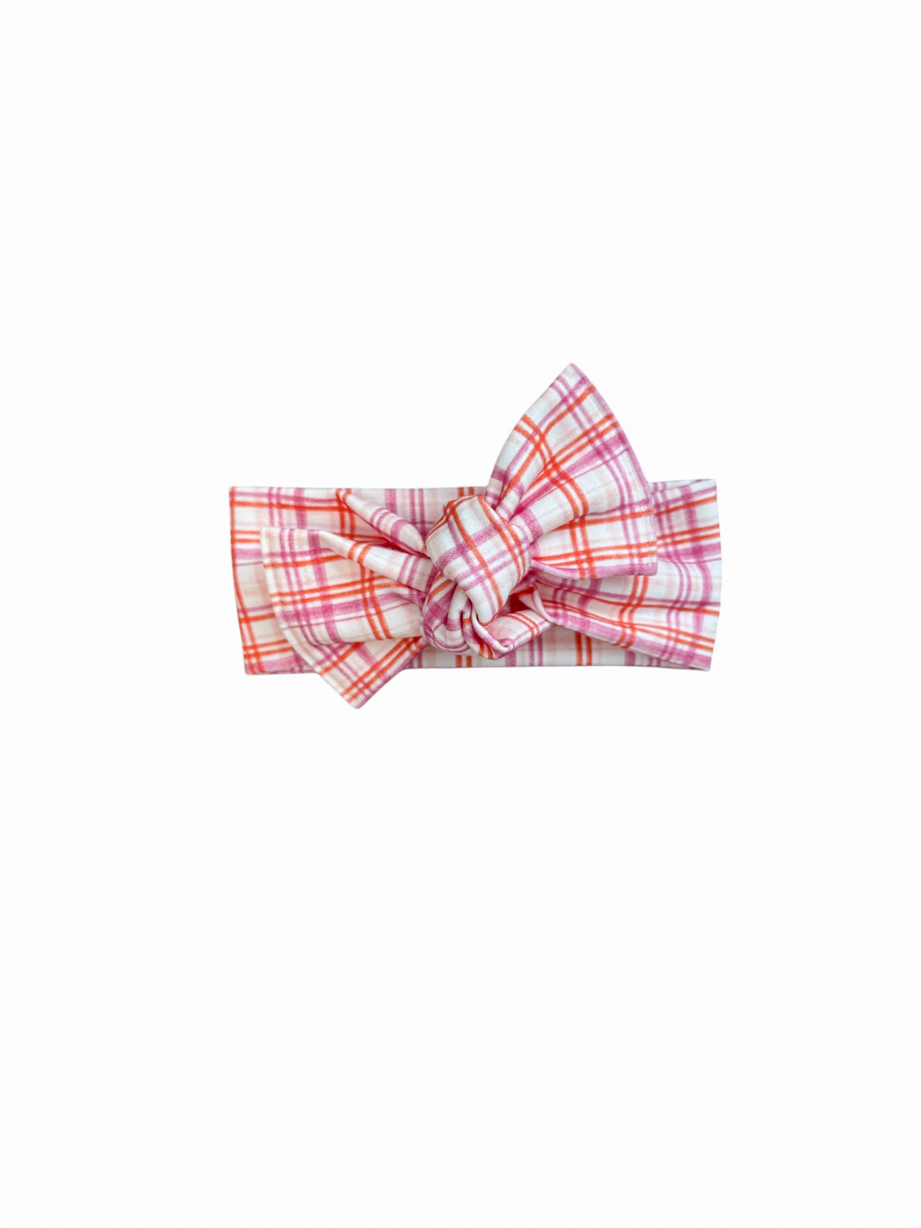 Valentine's Plaid Tie On Headwrap by Boosh Baby