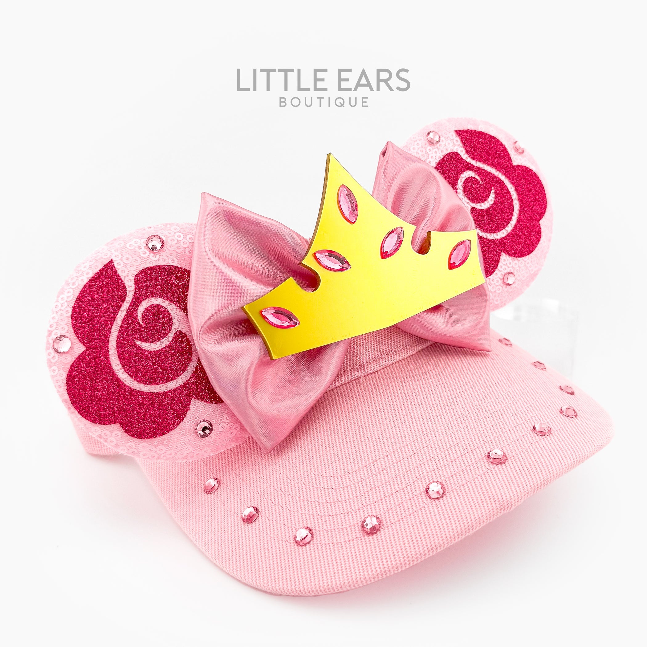 Sleeping Rose Visor by Little Ears Boutique, custom hat detail photo 2