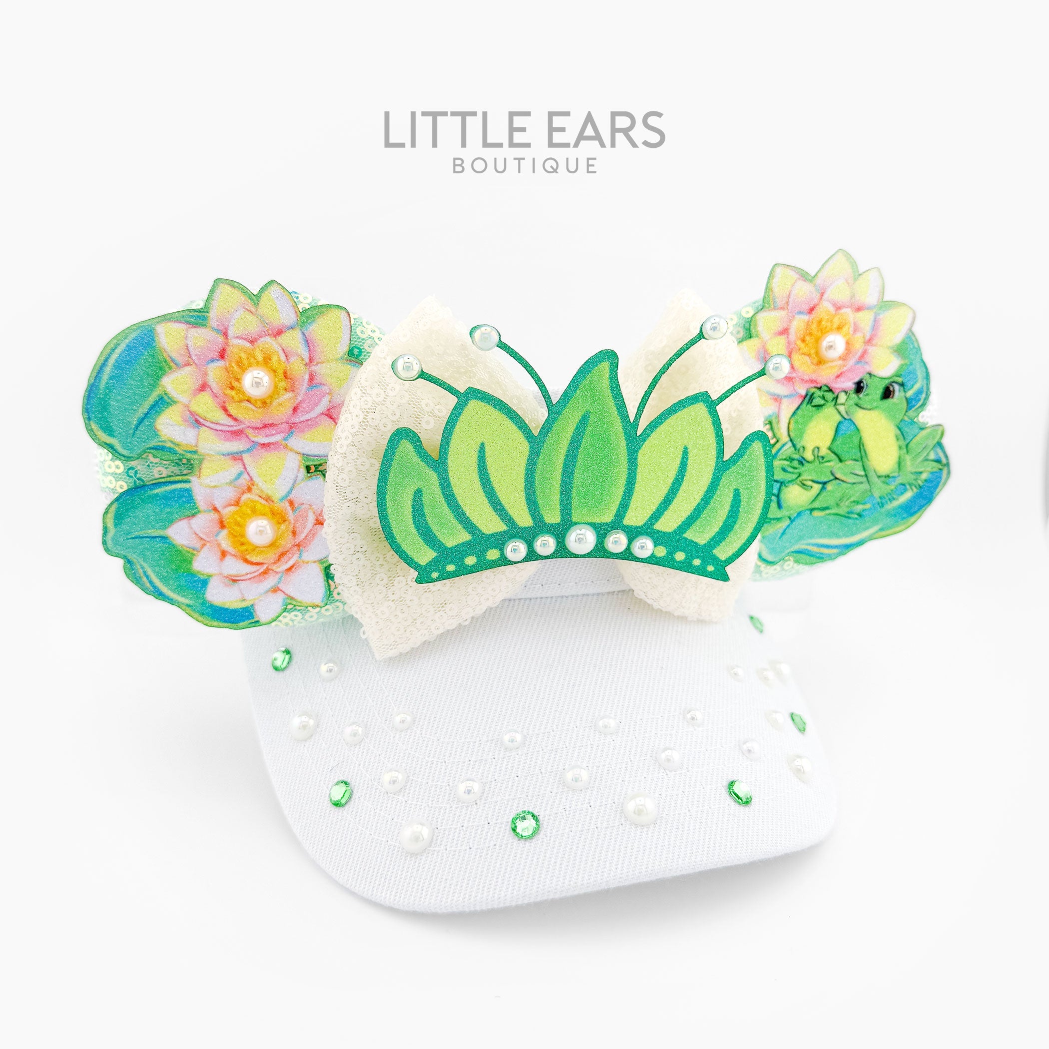 Princess & Frog Visor by Little Ears Boutique, custom hat detail photo 2