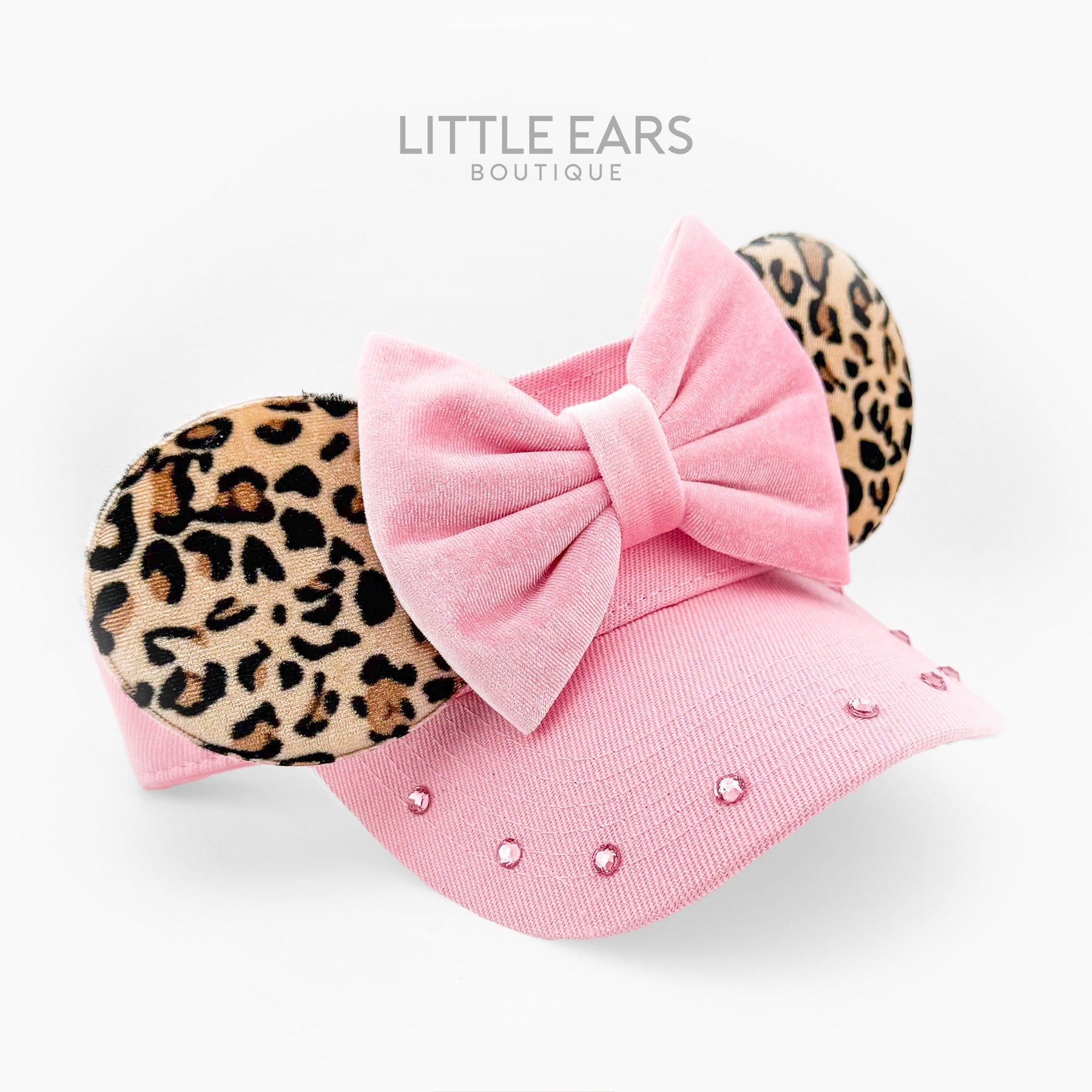 Safari Velvet Pink Visor by Little Ears Boutique, custom hat detail photo 2