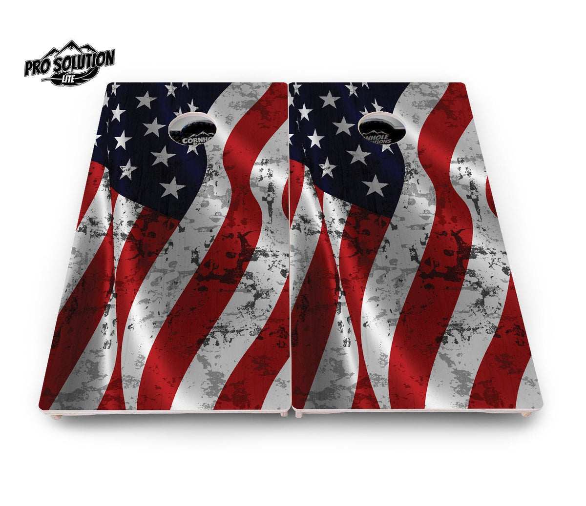 Distressed Wavy Flag Cornhole Boards – Pro Lite or Pro Elite