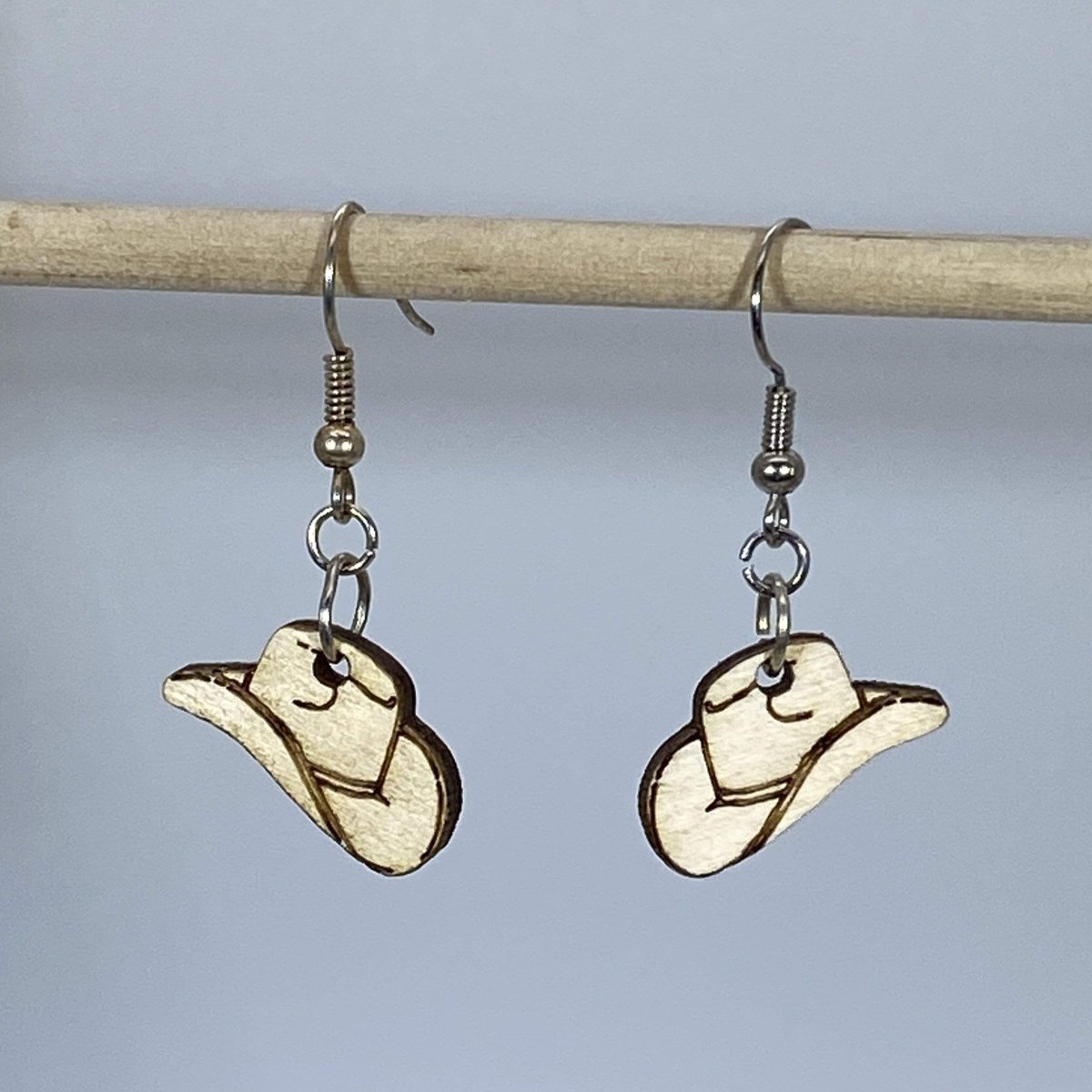Cowboy Hat Wooden Dangle Earrings | Western Jewelry by Cate's Concepts, LLC, handmade jewelry detail photo 2