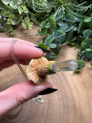 Whimsical Crystal Mushroom Necklace