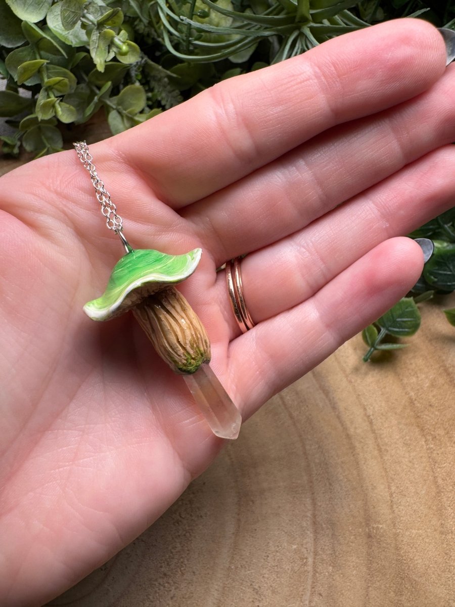 Whimsical Crystal Mushroom Necklace